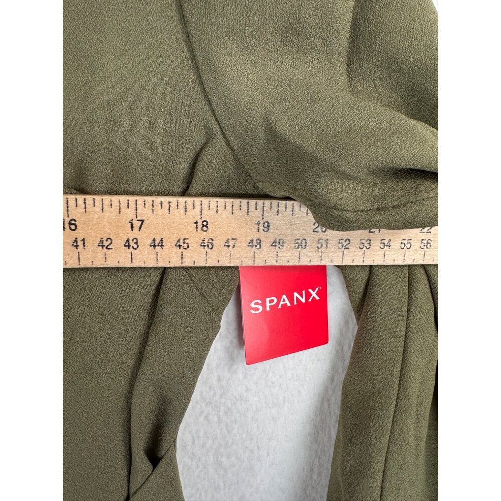 Spanx Crepe Wrap Blazer light weight preppy‎ 90s relaxed olive sz M - Picture 4 of 6